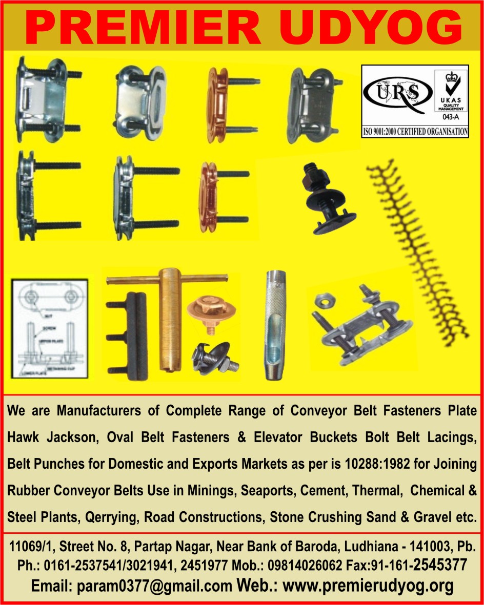 Manufacturers Exporters and Wholesale Suppliers of conveyor belt fasteners ludhiana Punjab